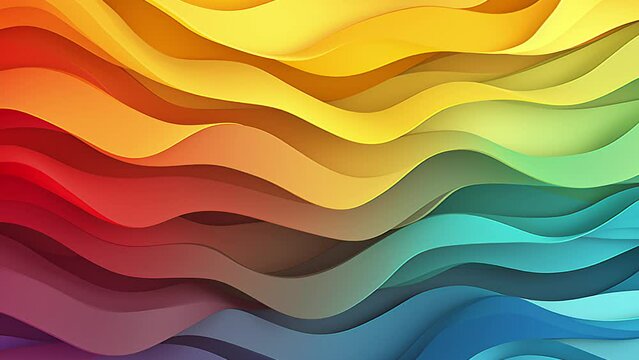Yellow, blue and red wave abstract motion background. Seamless loop