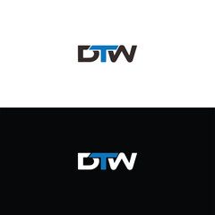 Obraz premium DTW logo. D T W design. White DTW letter. DTW, D T W letter logo design. Initial letter DTW linked circle uppercase monogram logo. D T W letter logo vector design. 