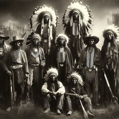 Various Scenes of Native American Tribes in the Old West