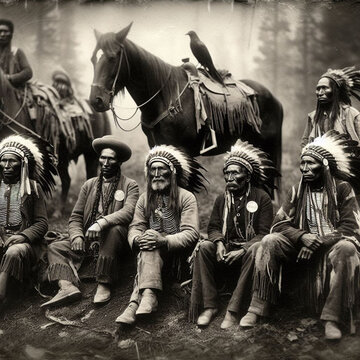 Various Scenes of Native American Tribes in the Old West