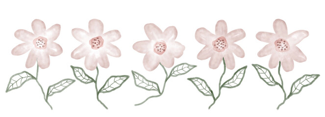watercolor flower set on white background.