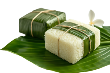 Vietnam Sticky rice cake (Banh Chung) on a white background PNG