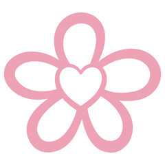 Pink Flower with Heart
