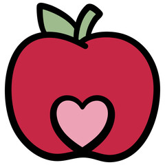 Red Apple with Pink Heart