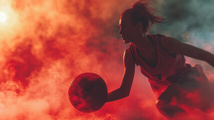 Portrait of a determined girl fighter passionately playing volleyball with the intention of her team winning. The concept illustrates dedication and determination in sports.