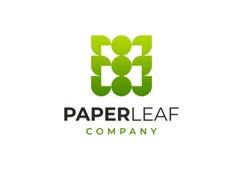 Paper Leaf Leaves Nature Green Logo Design
