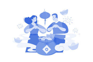 Chinese New Year Illustration concept on white background