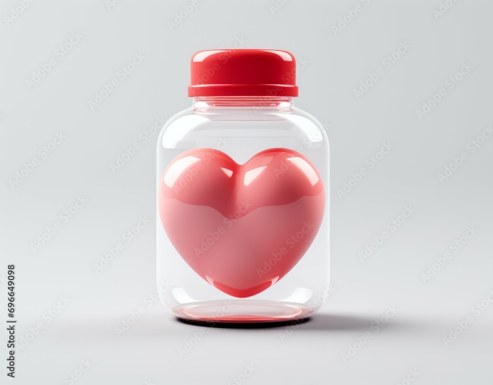 Poster heart in a jar or bottle. background with selective focus and copy space