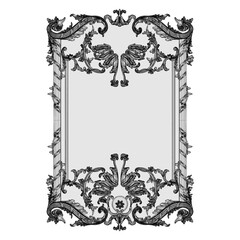 Gothic Frame. Illustration Isolated On White Background. An Illustration Of A Gothic Vintage Retro Frame Background.