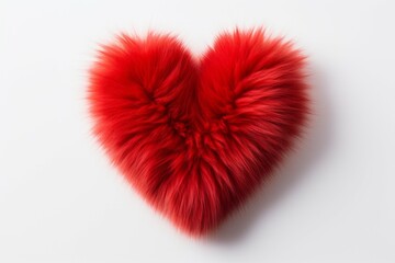Red fluffy heart. Background with selective focus and copy space