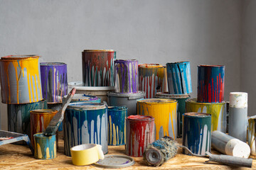 Old Paint And Paint Packaging Recycling. Properly Dispose of Used Paint Cans and brushes. Reuse, recycle, or dispose of leftover paint