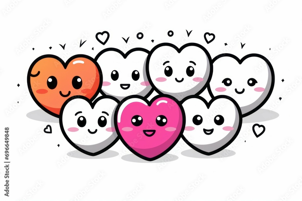Poster children's characters in the shape of a heart on a white background. valentine's day concept. backdr