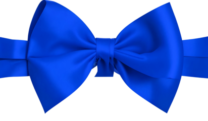 blue bow isolated on transparent.