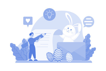 Happy Easter Day Illustration concept on white background