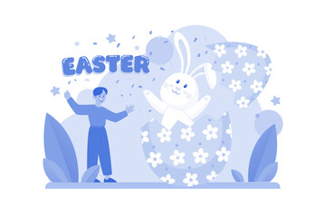Fototapeta na wymiar Happy Easter Day Illustration concept on white background