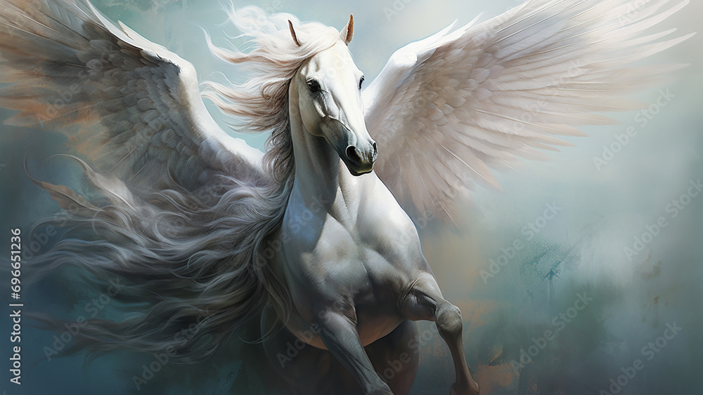 Sticker flying pegasus portrait painting - Stickers