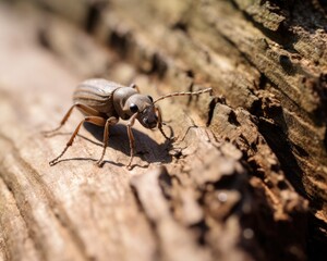 A beetle on a piece of wood. Generative AI.