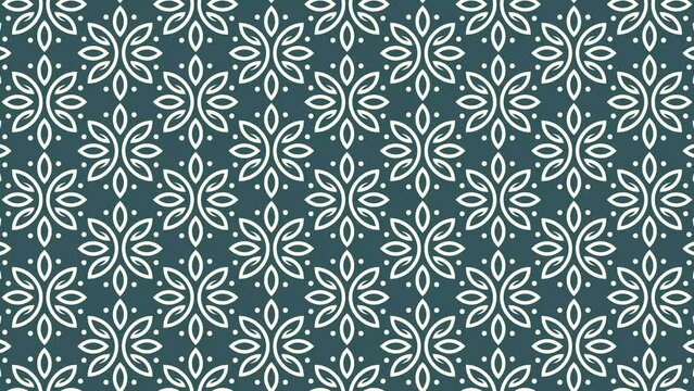 Floral seamless pattern animation. Endless video background. The batik pattern scroll and slowly zoomed upwards for 15 seconds. 4K 60fps