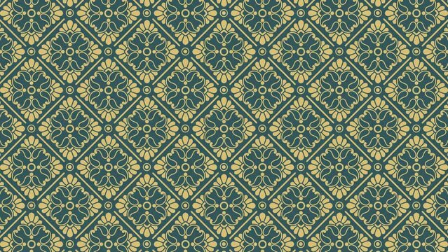 Floral seamless pattern animation. Endless video background. The batik pattern scroll and slowly zoomed upwards for 15 seconds. 4K 60fps