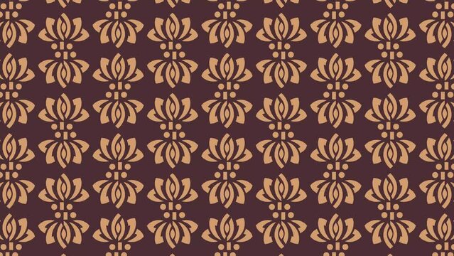 Floral seamless pattern animation. Endless video background. The batik pattern scroll and slowly zoomed upwards for 15 seconds. 4K 60fps