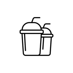 Coffee glass outline icons, minimalist vector illustration ,simple transparent graphic element .Isolated on white background