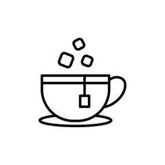 Tea cup outline icons, minimalist vector illustration ,simple transparent graphic element .Isolated on white background