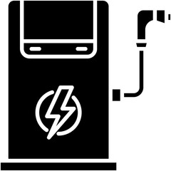 Charging Station Icon. Electric Car Charge Pictogram Graphic Illustration. Isolated Simple Solid Icon For Infographic, App and Web Button.