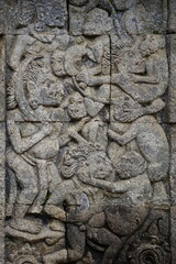 The carved stone in the of penataran temple, in Blitar, East Java, Indonesia