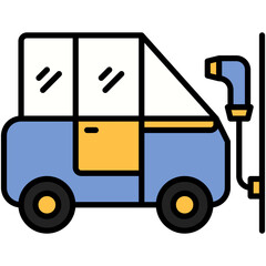 Car Charge Icon. Electric EV Car Station Pictogram Graphic Illustration. Isolated Simple Filled Line Icon For Infographic, App and Web Button.