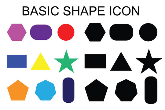 Set Of Basic Shape Icons. Colourful shape vector illustration isolated.
