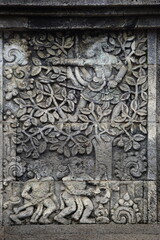 The carved stone in the of penataran temple, in Blitar, East Java, Indonesia