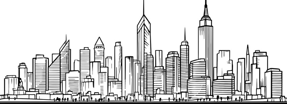 Skycraper buildings landscape drawing