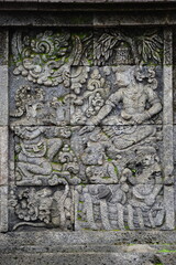 The carved stone in the of penataran temple, in Blitar, East Java, Indonesia
