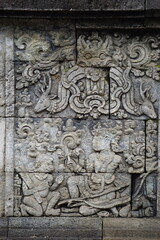 The carved stone in the of penataran temple, in Blitar, East Java, Indonesia