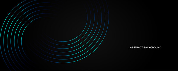 Abstract blue glowing geometric lines on dark background. Modern shiny blue rounded square lines pattern. Futuristic technology concept. Suit for poster, cover, banner, presentation, website, backdrop