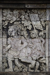 The carved stone in the of penataran temple, in Blitar, East Java, Indonesia