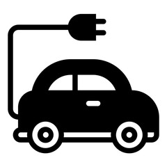 Electric Car Glyph Icon Design Vector