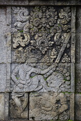 The carved stone in the of penataran temple, in Blitar, East Java, Indonesia