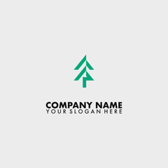Simple pine tree line logo vector template.