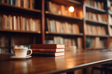 Dive into the literary charm of a cafe with a close-up view of a vintage bookshelf. Use a wide-angle lens for an immersive experience. Experiment with warm tones and soft vignetting to evoke coziness.