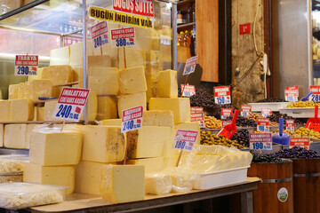 turkey istanbul 19 july 2023. cheese market in eminonu 