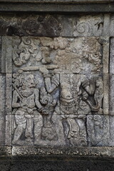 The carved stone in the of penataran temple, in Blitar, East Java, Indonesia