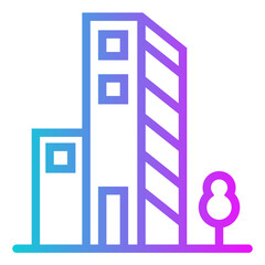 Building Gradient Icon Design Vector