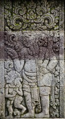 The carved stone in the of penataran temple, in Blitar, East Java, Indonesia