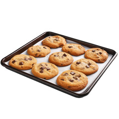 Baked cookies tray isolated on white