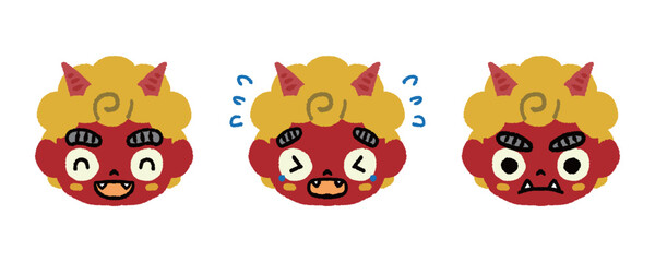 赤鬼のいろいろな表情イラストセット
