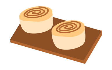Vector of sweet cinnamon roll. Cute stickers for album decoration, photos, funny cartoon illustrations. Winter food, drink, outfit cartoon illustration.