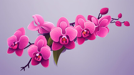 Fototapeta na wymiar Beautiful orchid with shadow vector illustration