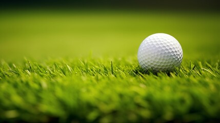 Fototapeta premium Image of a golf ball on the grass.