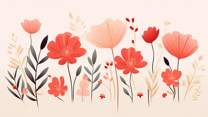 Creative minimalist hand draw illustrations floral